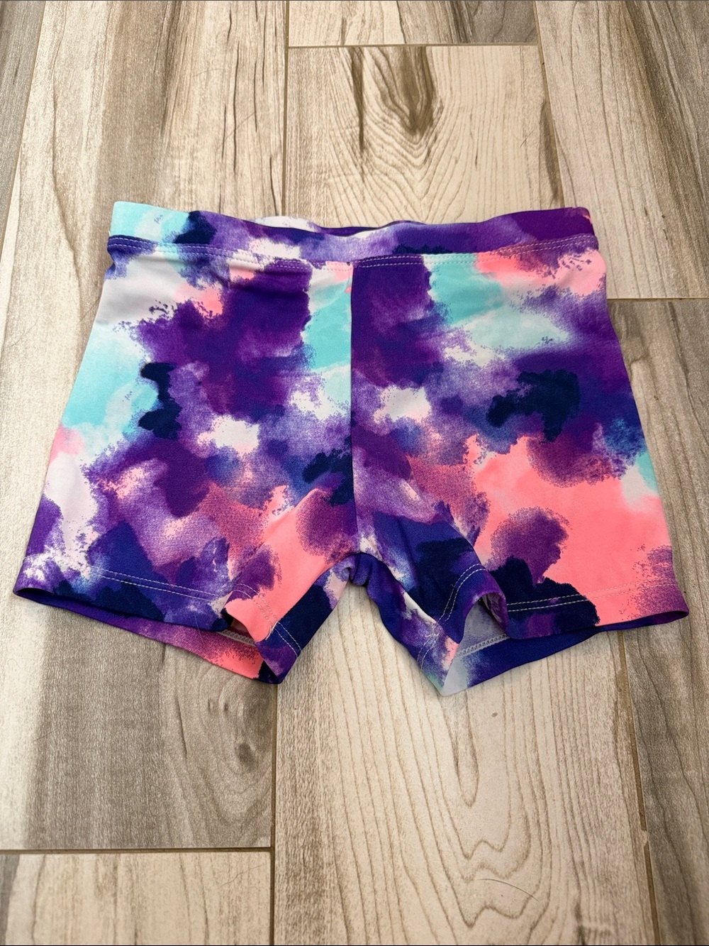 Kids Purple Pink Aqua Tie-Dye Shorts